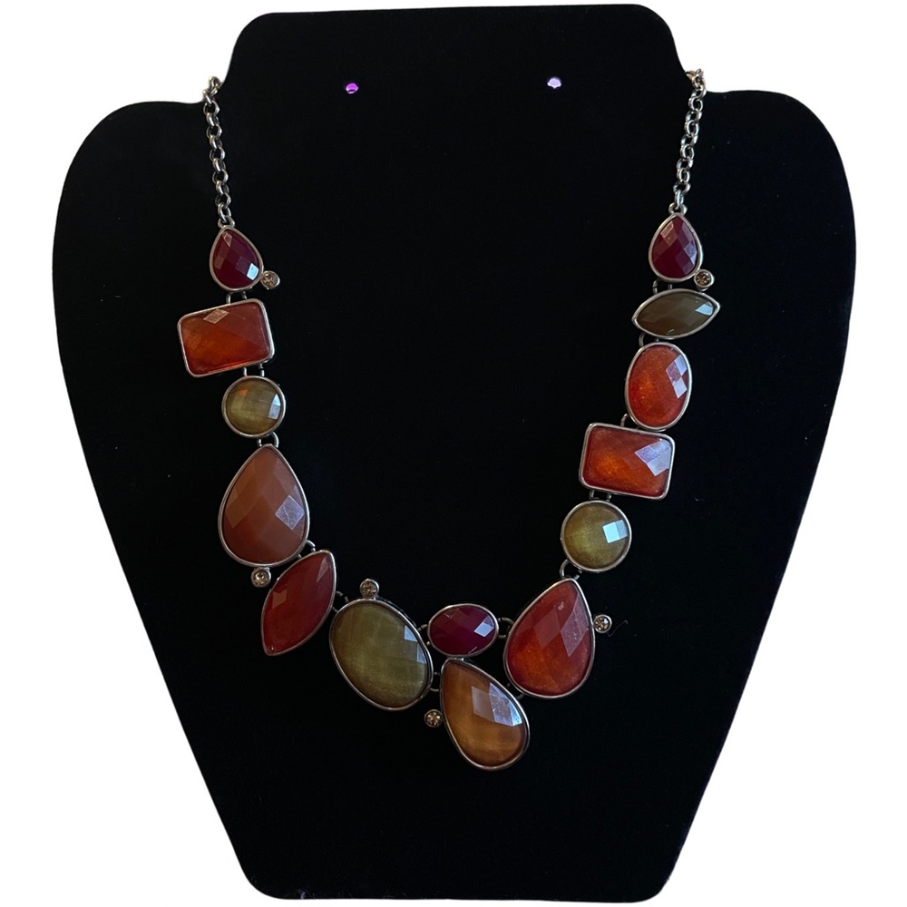 NWOT Premier Designs Orange, Yellow, and Red Faux Gems Chunky Beaded Necklace